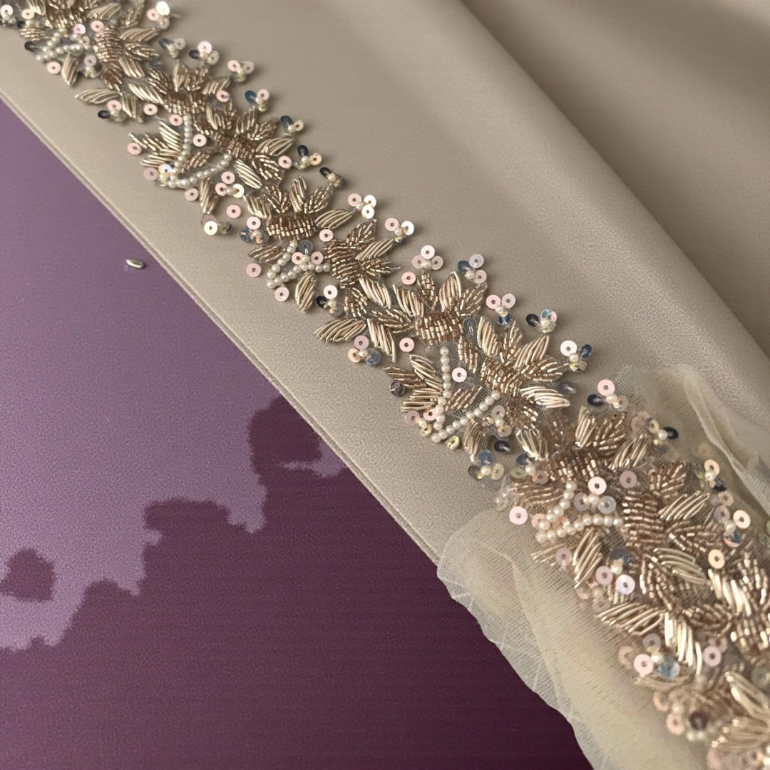 1-4M Perla Perline Pizzo Bordo Oro Argento Bronzo Nastro - Foto 8