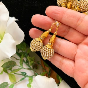 1 pair of Indian Gold Zircon velvet Latkan Sari Blouse Accessory Duppata Sewing 
