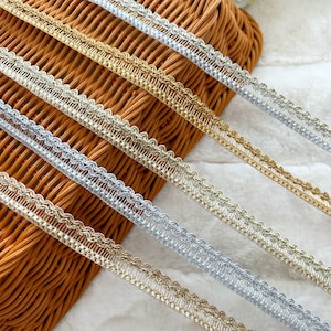 Renda trançada de 9 jardas, acabamentos metálicos, artesanato feito à mão, enfeites de sari indiano faça você mesmo para o Natal, vestidos com borda lehenga de 1,5 cm