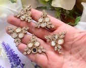 Triangle Zari Applique, Antique Gold, Rhinestone and Mirror Appliques ,Sewing Crafting, Beaded Appliques, Headband LM-vik-02abr15d