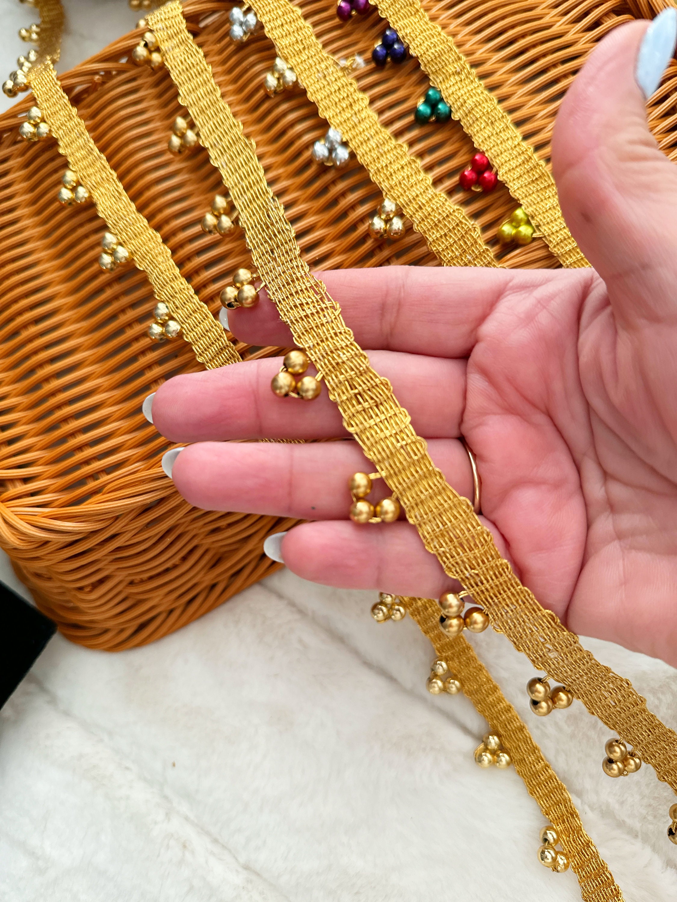 Nappe Banjara Con Perline Dorate: Decorazione Per Abiti E Borse (set Da 2) - Italia - Foto 2