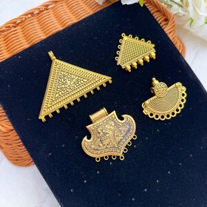 1 Pc Antique Brass Tone Ethnic Vintage Look Metal Pendant, Indian Jewellery, Crafting Supplies, Boho, Regal Floral Design