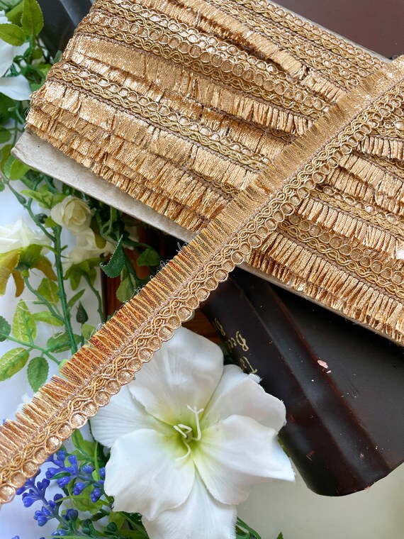 9 Yards 18 yards Rose Gold Gota Zari Dupatta lace Sari Border lace Kinari Lace Craft Sewing Decorative Trim Indian Width 2.2 Cm