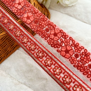 1 mètre bordeaux bordures brodées florales couture coussins de costume ruban sari broderie artisanat frontière sari robe de mariée indienne dentelle