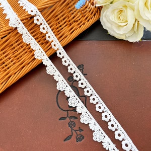 5 Meter Baumwoll-Spitzenborte, vintage Spitzenborte, florale Spitze, weiße Baumwollspitze Linerue Crafting Bridal Dupatta Spitzenborte