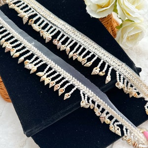 1 Yard Cream Net Cowrie Shell Trim, Shell Trim Lace, Sea Shell, DIY Jean Jacket Trim, Beach décor, Bikini Trim, Scarf Lace, Belly Dance