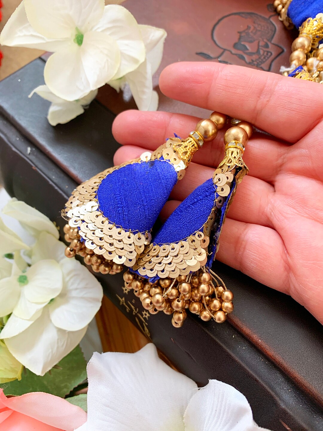 Royal Blue Tassels Beaded Jewelley Bridal Tassels Etsy