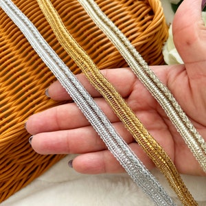 9 Yards Gold Zari Rope Piping Lace Scarf Dupatta Border Saree Sewing ...