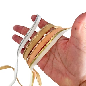 Rose Gold White Piping Cord: Indian Bias Flange Trim, 12mm 9 Meters