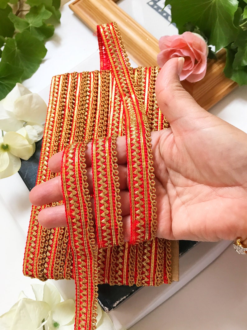 1.9 cm Narrow Red velvet Bridal Trim Bridal wear laces Quilting trim wholesale laces Indian ribbon Width 1.9 cm-Price is for 9 Yard