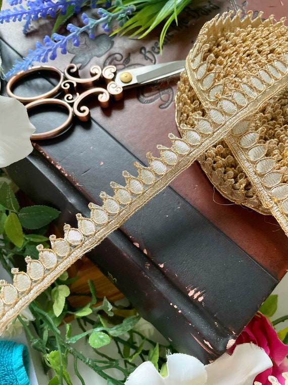 10 Yards Shampion Gold Gota Embellished Indian Zari Crafting Sewing Lace  Trim 2 Cm Wide -  Israel