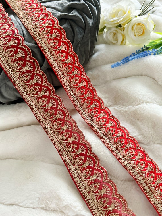 RED MAROON SEQUIN RIBBON TRIM 
