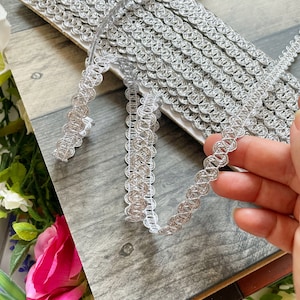Silver Shimmer Cord Braiding Lace, Metallic Trims, craft Hand-Work, Indian Sari Border DIY Trimmings  Lehenga dresses