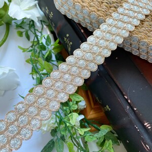 1 yard / 3 yards / 9,5 yards Zari vintage argenté or rose couture mariée Dupatta dentelle artisanat garniture, bordure indienne Saree - largeur 3,2 cm