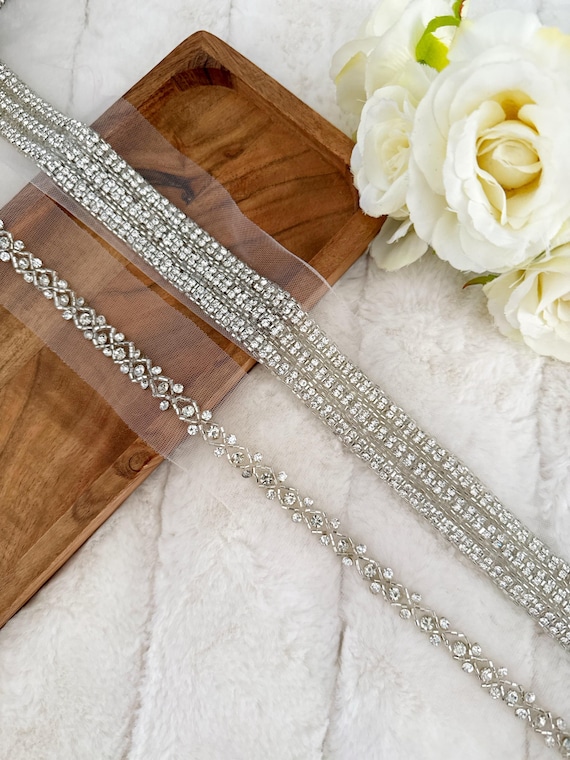 Crystal Pearl Beaded Lace Trim: Hand Embroidered Bridal Belt  display picture 1