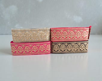 9cm Wide Indian Embroidered Lace Trim by Yard | Bridal Sari Dupatta Lehenga