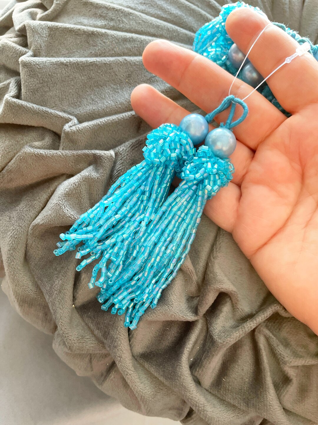 Blue Tassels Cut Dana Cluster Bridal Tassels Decorative Etsy