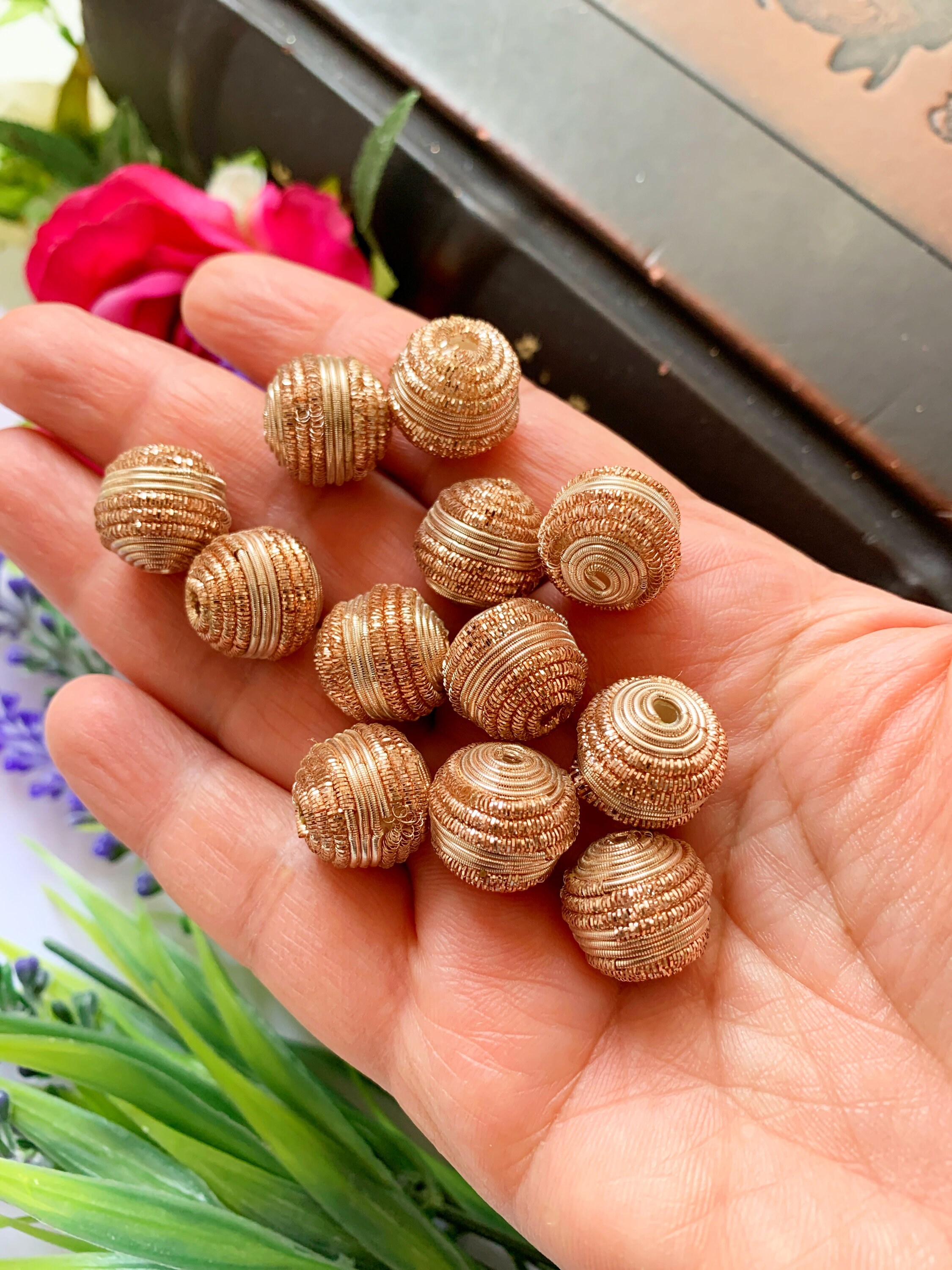 10 Pcs Rose Gold Zardosi Nakshi 