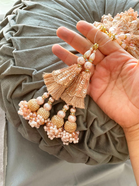 Pale Gold Tassels, Cut Dana , Beads Crystal Bridal Tassels