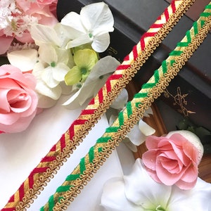 Indiase gouden Zari ZigZag decoratieve kinari-versiering, boho-sjaal, tassen, scrapbooking, home deco-kant kant stof - 9 yards 1,5 cm breed
