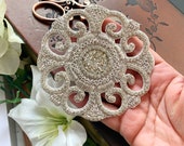 1 Zari Floral Applique, Silver, Rhinestone Mirror Appliques ,Sewing Crafting, Beaded Appliques, Headband LM-vik-23S 160R1 7A
