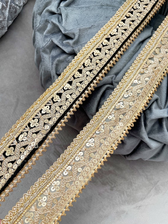 1 Yard Pale Gold Bridal Belt Indian Laces Sewing Crafting Saree