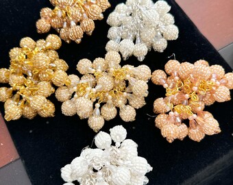 2 Pairs White/Silver/Rose/Pale gld/Gold/Antique Gold Cutdana Sewing Crafting blouse latkan, Purse hangings, home décor, Indian, sari tassel