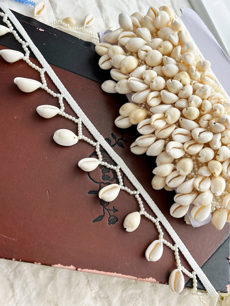 Cowrie Shell Trim: Pearl Lace, Beach Decor (1 Yard) - Etsy