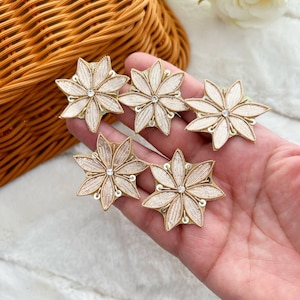 5 piezas/10 piezas/20 piezas de apliques indios hechos a mano con flores de Gota de oro rosa adornadas con motivos florales tradicionales