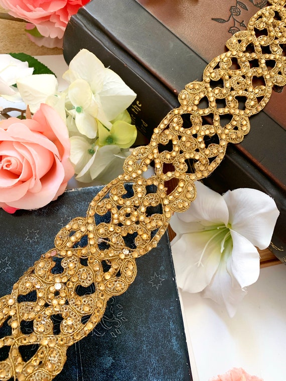 1-4M Perla Perline Pizzo Bordo Oro Argento Bronzo Nastro - Foto 7