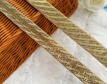 3 Yards Antique Gold Woven Zari  lace Trim,Edge Finishing,Gotta Patti,Indian Decorative Trim,Embellish Piping Cord Trim,Ribbon  2.4 Cm wide