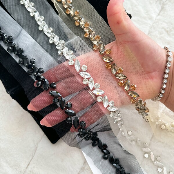 Ivory Crystal And Bead Trim Cute