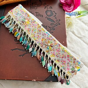 1 ピース マルチカラー ストーン パール スパンコール クリスタル カットダナ 装飾 刺繍 インド デザイナー サッシュ サリー レヘンガ コスチューム ドレス ブライダル ベルト