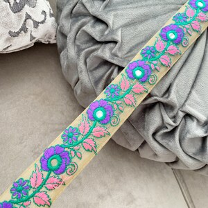 3 Yards Zari Sequin Embelished Embroidered Indian Net Fabric  Sari Border Dupatta  Crafting Lace Trim