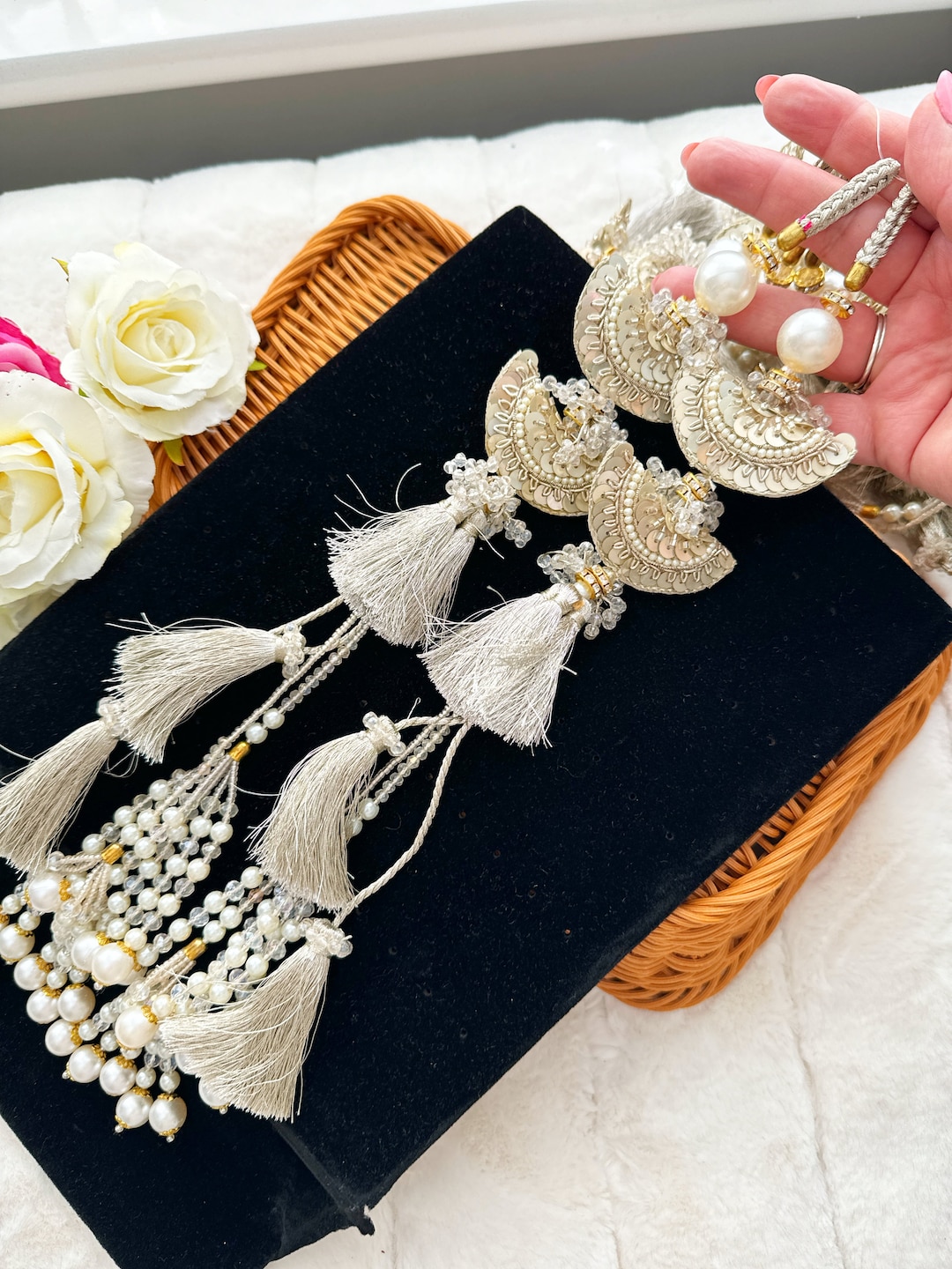 Pale Gold Fringe Multi String Bead Pearl Cut Dana Tops Purse Hangings pale-gold-fringe-multi-string-bead-pearl-cut-dana-tops-purse-hangings