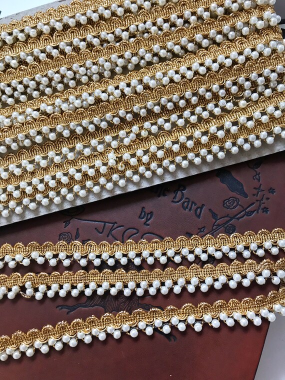 Lily 1.25/" Elegant Bridal Floral Beaded Pearl Trim Sewing Wedding by Yardage