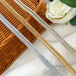 9 Yards Gold Zari Rope Piping Lace Scarf Dupatta Border Saree Sewing ...
