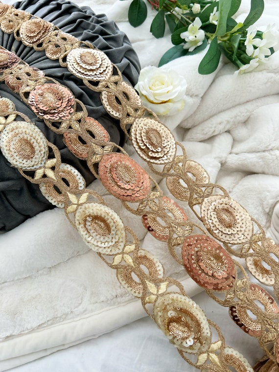 Decorazioni Cucito Nastro Pizzo Con Paillettes E Perline MECCANIXITY - 1,5cm X 10m Oro Giallo Per Cucito Creativo Nastro Cucito Fai Da Te - Foto 11