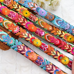 1 Yard indian Floral Embroidered Dupatta Lace Trim Sari Border Crafting Fabric Saree Sewing Decorative  Trimmings Ribbons 4 CM Wide