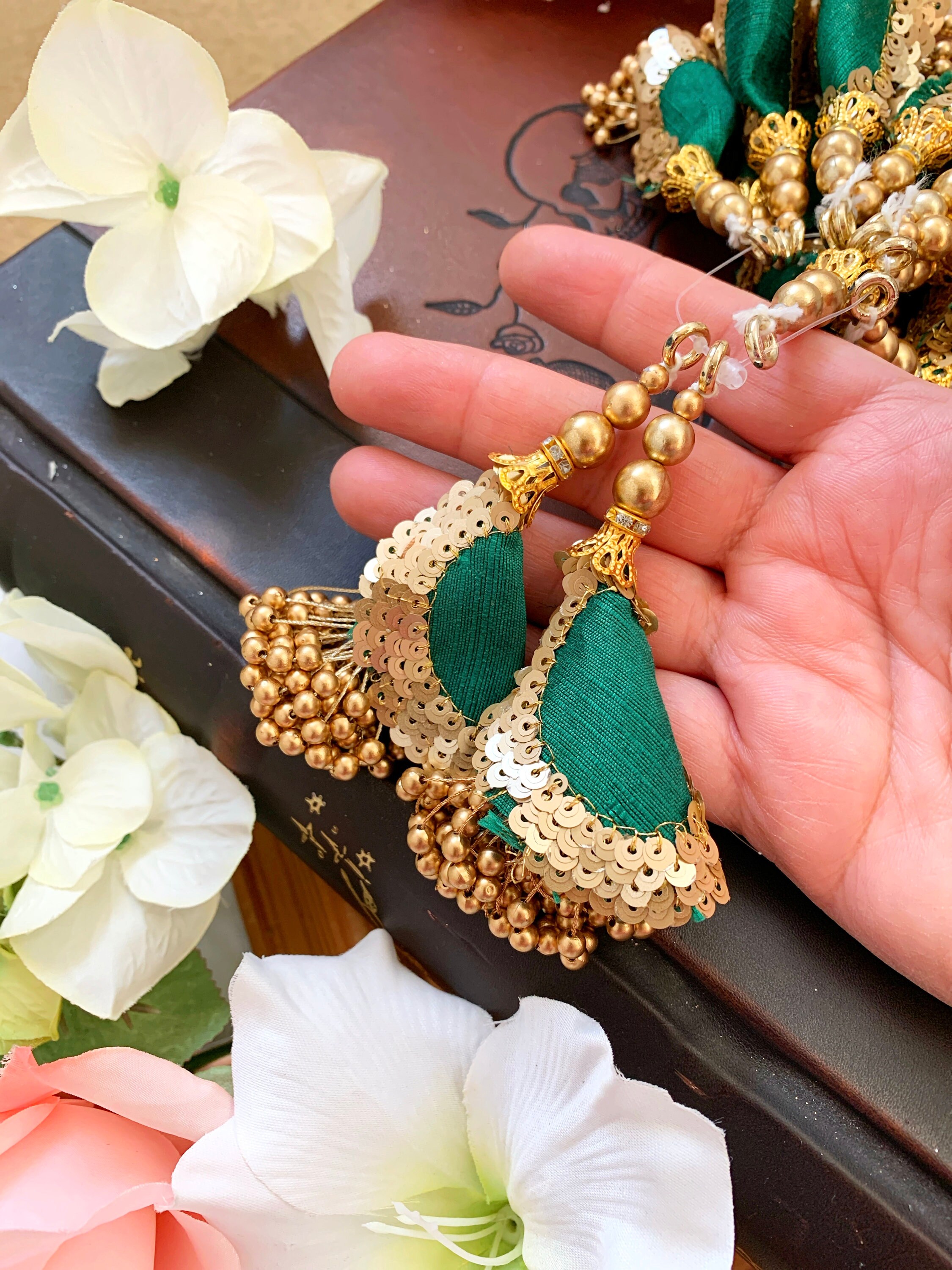 Green Beaded TasselsJewelry TasselsBridal Tassels Etsy