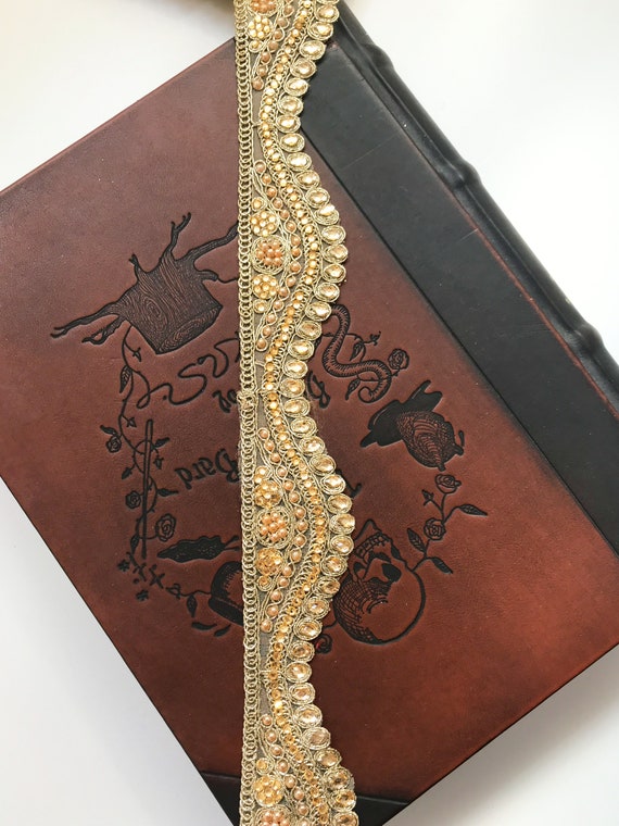 1 Yards Latest Indian Zari Stone work border Lace Sari Dupatta Border