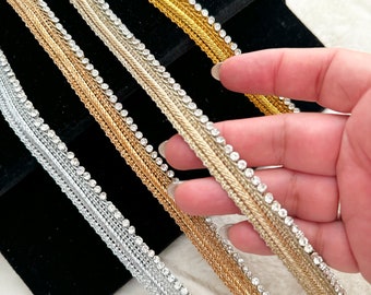 1-4M Perla Perline Pizzo Bordo Oro Argento Bronzo Nastro - Foto 3