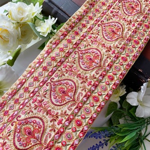 1 jarda de tecido bordado, faça você mesmo, bordado indiano, rendas decorativas, fita para sari, bolsa lehenga para costura, decoração para casa