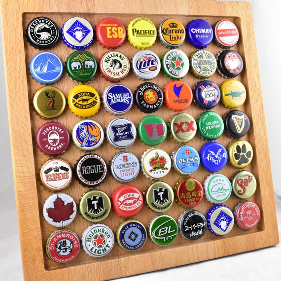 Bottle Cap Frame Cherry Wood Beer Display Image 0