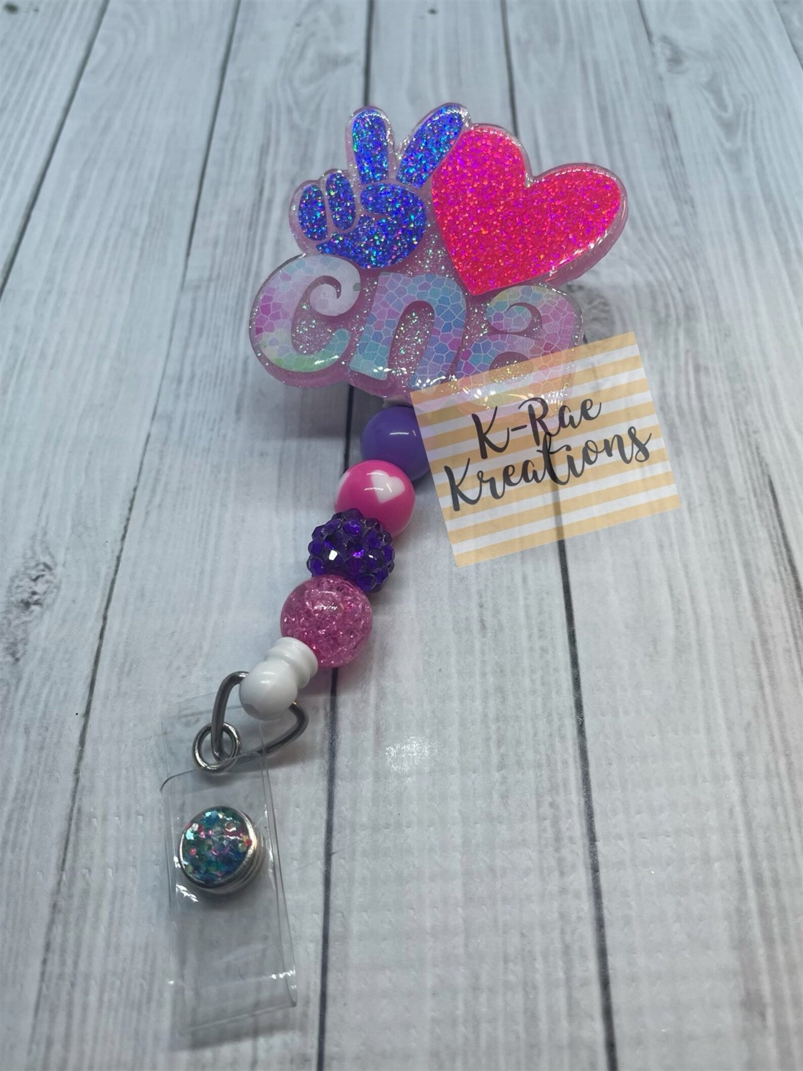 CNA beaded badge reel/beaded badge reel/alligator clip Etsy