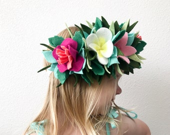 Tropical Flower Crown, Floral Crown, Felt Flowers