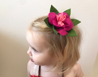 Baby Moana Flower Clip, Moana Toddler, Hibiscus flower clip, Felt Flower, Character Dress Up Day