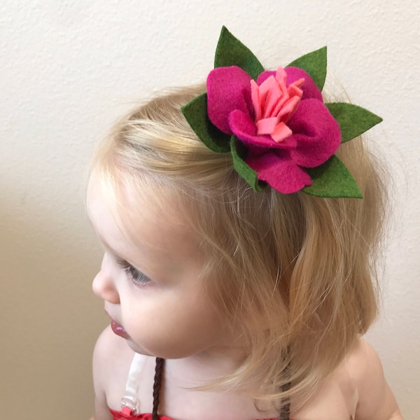 Baby Moana Flower Clip, Moana Toddler, Hibiscus flower clip, Felt Flower, Character Dress Up Day