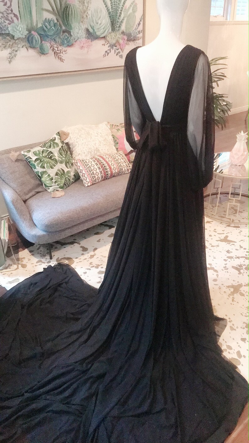 Marissa Gown Black gothic glam wedding dress elopement Etsy