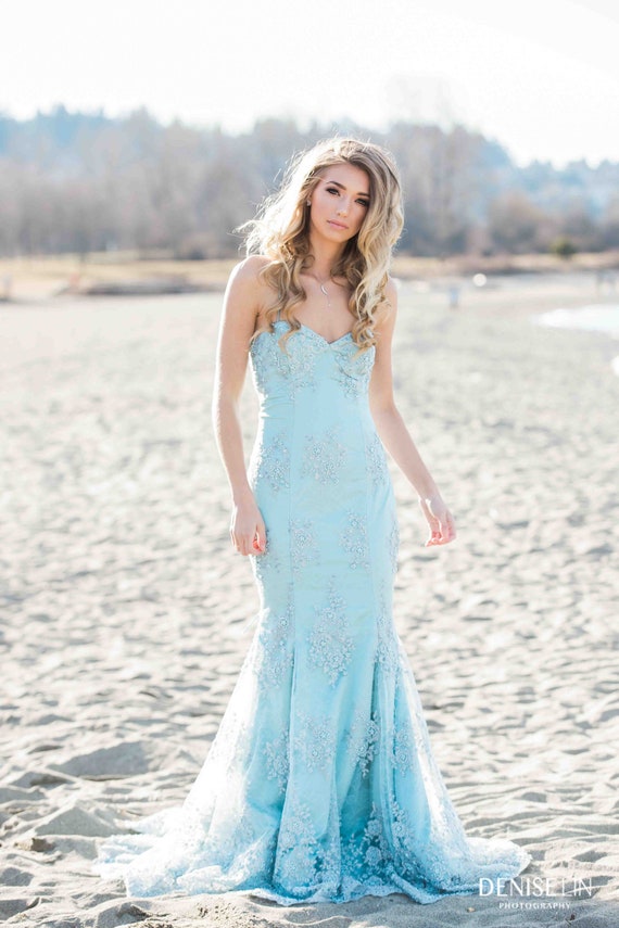 boho blue wedding dress